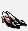 Dolce & Gabbana Slingback-pumps Dg Aus Samt Mit Kristallen In Schwarz