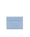 Dolce & Gabbana Logo Detail Leather Card Holder In Blue