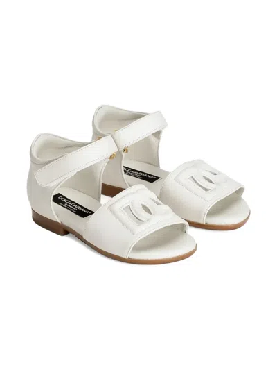 Dolce & Gabbana Kids' Dg-embossed Sandals In White