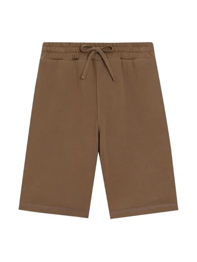 Dolce & Gabbana Kids' Dg-embossed Track Shorts In Brown