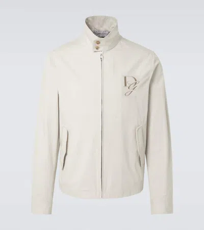 Dolce & Gabbana Dg Embroidered Cotton Jacket In Beige
