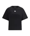 Dolce & Gabbana Black T-shirt With Logo Decorated With Crystals On The Front In Black