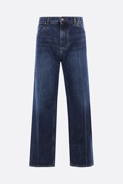 Dolce & Gabbana Dg Embroidered Denim Oversize Jeans In Blue