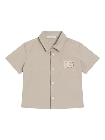 Dolce & Gabbana Babies' Dg-embroidered Shirt In Neutrals