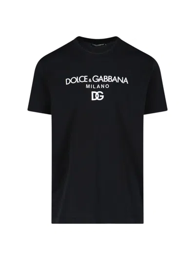 Dolce & Gabbana Dg Embroidery T-shirt In Black  