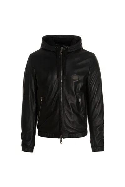 DOLCE & GABBANA DG ESSENTIAL PUFFER JACKETS BLACK