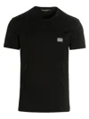 Dolce & Gabbana Cotton T-shirt With Metal Plaque Featuring Front Logo