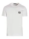 Dolce & Gabbana White Crewneck T-shirt With Logo Plate In Cotton Man In White