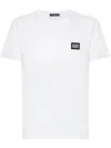 Dolce & Gabbana White Crewneck T-shirt With Logo Plate In Cotton Man In White