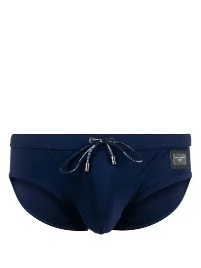 Dolce & Gabbana Logo-patch Briefs In Blu