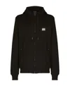 Dolce & Gabbana Black Hoodie With Plated Logo On The Chest In Black