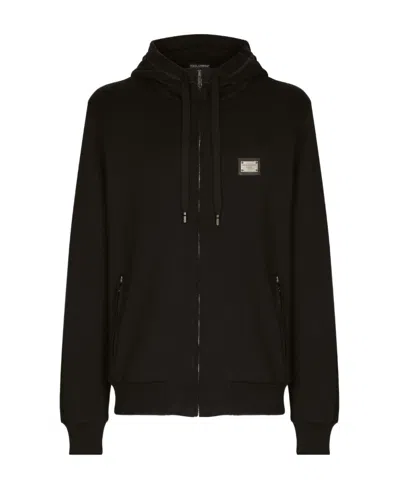 DOLCE & GABBANA DOLCE  GABBANA JERSEY ZIP-UP HOODIE