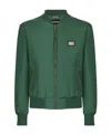 Dolce & Gabbana Nylon Jacket With Branded Tag In Green