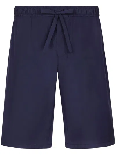 Dolce & Gabbana Dg Essentials Logo-plaque Shorts In Blue