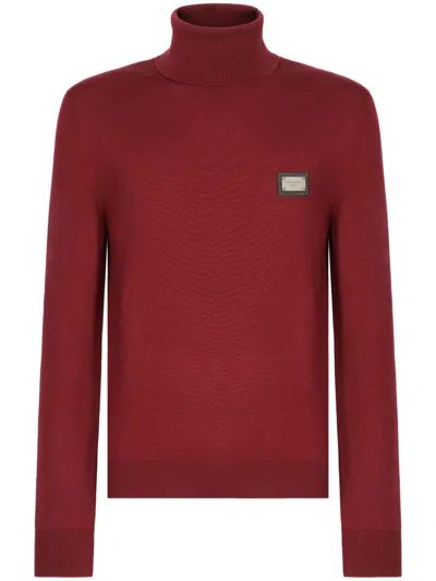 Dolce & Gabbana Dg Essentials Roll-neck Wool Jumper In Red