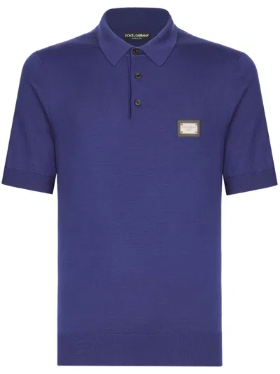 Dolce & Gabbana Dg Essentials Wool Polo Shirt In Blue
