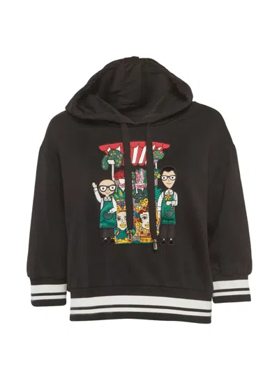Pre-owned Dolce & Gabbana Dg Family Patch Hoodie In Black