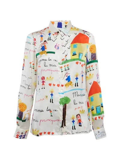 Pre-owned Dolce & Gabbana Dg Family-print Shirt In White
