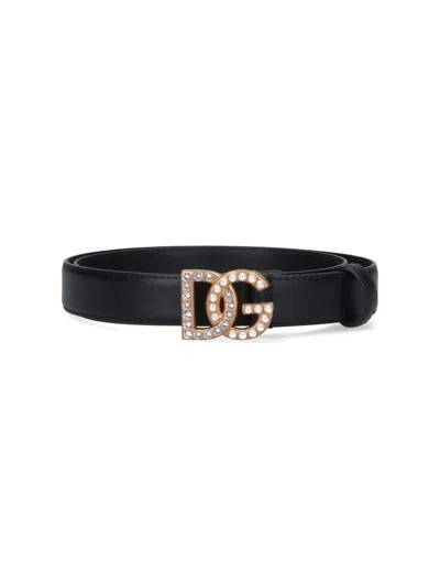 Dolce & Gabbana Cintura Con Logo Dg Gioiello In Black