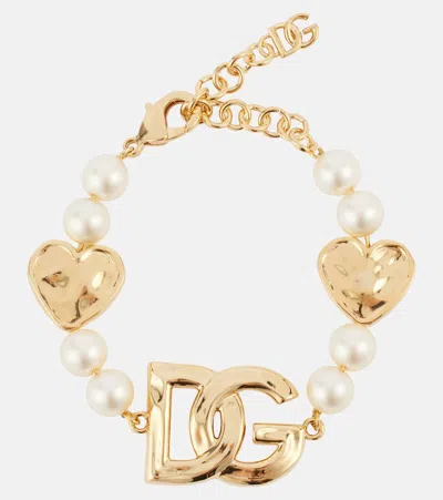 Dolce & Gabbana Dg Faux Pearl Gold-plated Bracelet