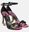 Dolce & Gabbana Dg Floral Printed Leather Sandals In Black