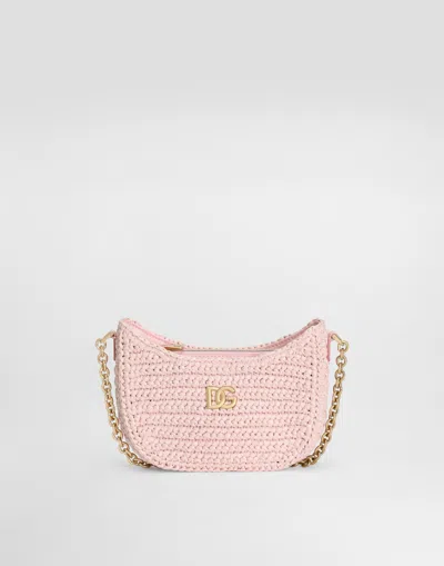 Dolce & Gabbana Dg Girlie Crochet Raffia Bag In Pink