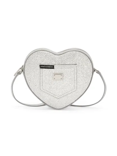 Dolce & Gabbana Kids' Dg Girlie Heart Shoulder Bag In Silver