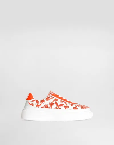 Dolce & Gabbana Kids' Dg Girlie Up Sneakers In Majolica-print Canvas In Multi