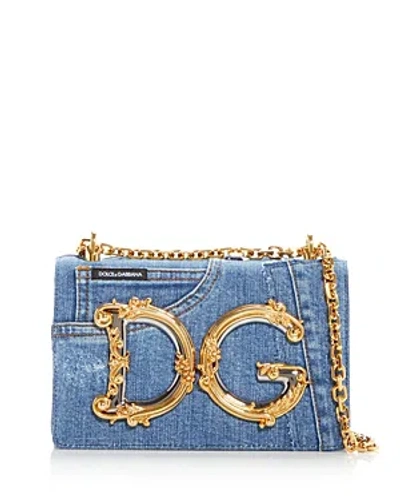 Dolce & Gabbana Dg Girls Bag In Patchwork Denim & Plain Calfskin