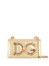 DOLCE & GABBANA DG GIRLS GOLD PHONE BAG WITH CHAIN STRAP AND BAROQUE LOGO IN NAPPA MORDORE LEATHER WOMAN
