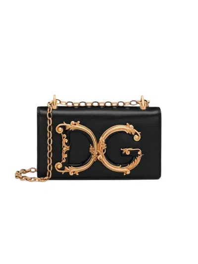 Dolce & Gabbana Dg Girls Leather Crossbody Bag In Black
