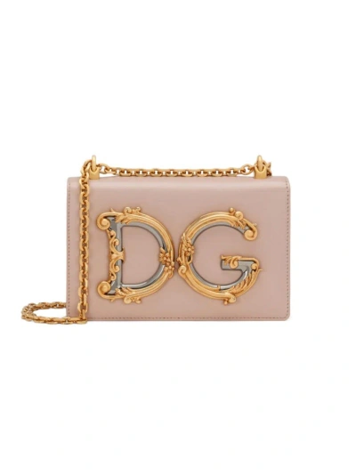 Dolce & Gabbana Dg Girls Leather Crossbody Bag In Powder Pink