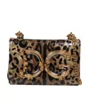 Dolce & Gabbana Dg Girls Shoulder Bag In Leopard-print Shiny Calfskin In Green
