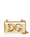 Dolce & Gabbana Logo Metallic Leather Crossbody Bag In Light Gold