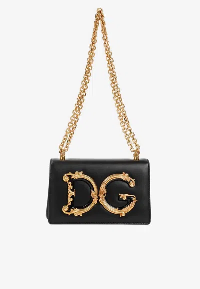 Dolce & Gabbana Dg Girls Nappa Leather Shoulder Bag In Black