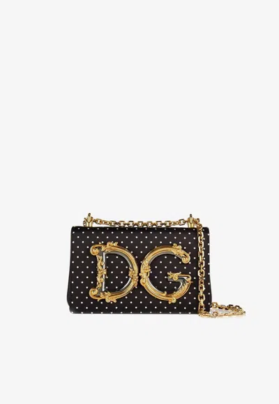 Dolce & Gabbana Dg Girls Polka Dot Print Shoulder Bag In Black