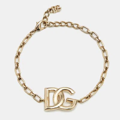 Pre-owned Dolce & Gabbana Dg Gold Tone Bracelet