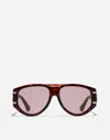 Dolce & Gabbana Dg Griffe Sunglasses In Red Havana