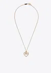 Dolce & Gabbana Heart And Logo Rhinestones Pendant Necklace Accessories In Gold