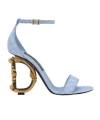 Dolce & Gabbana Bouclé Fabric Sandals With Baroque Dg Detail In Blue