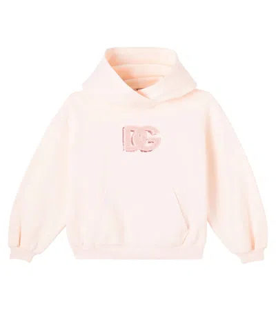 Dolce & Gabbana Kids' Dg Hooded Cotton Sweatshirt In Neutral