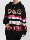 Dolce & Gabbana Dg Hooded Pullover Sweater Sequin Logo In Black