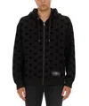 Dolce & Gabbana All-over Dg Print Zip-up Hoodie In Black