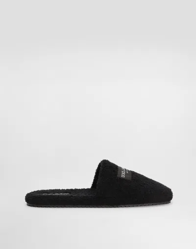 Dolce & Gabbana Dg Hotel Terry Slippers In Black