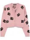 Dolce & Gabbana Wool Monogram Cropped Cardigan In Rosa