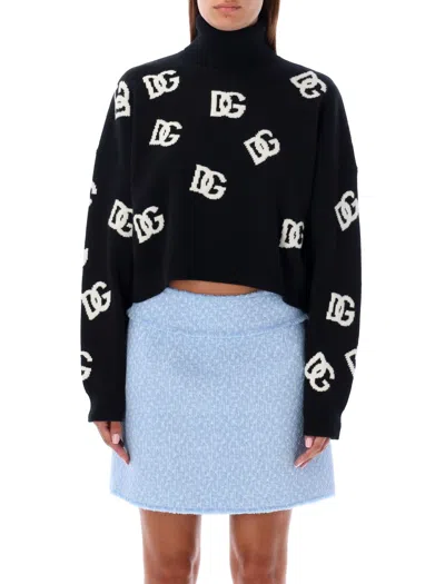 DOLCE & GABBANA DG INTARSIA HIGH NECK SWEATER