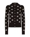 Dolce & Gabbana Logo Monogram Cardigan In Wool And Silk In Black