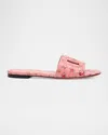 Dolce & Gabbana Dg Interlock Floral-printed Leather Slide Sandals In Multi
