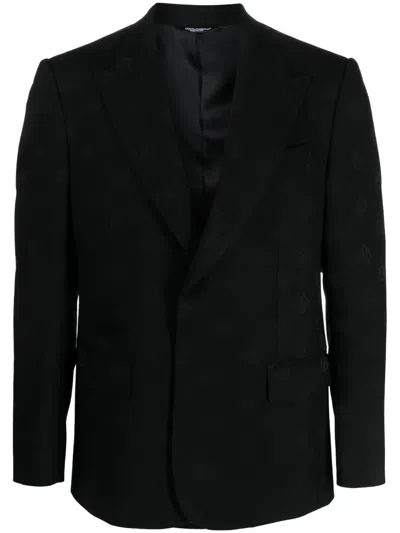 Dolce & Gabbana Dg-jacquard Blazer In Black