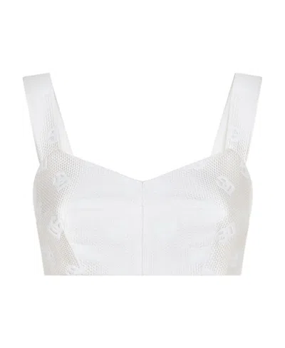 Dolce & Gabbana Dg Jacquard Cropped Top In White